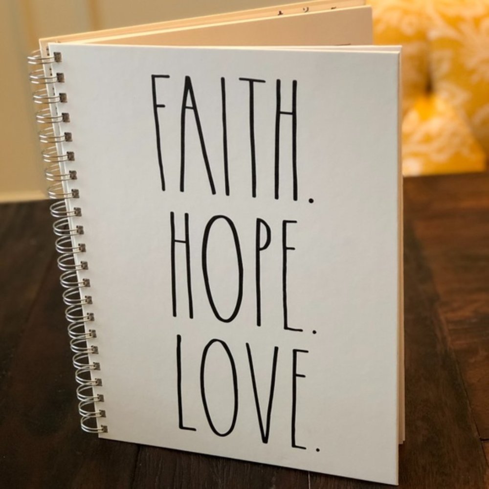 🌼Rae Dunn “FAITH HOPE LOVE” Large Spiral Notebook LL Farmhouse Journal NWT - Picture 6 of 10